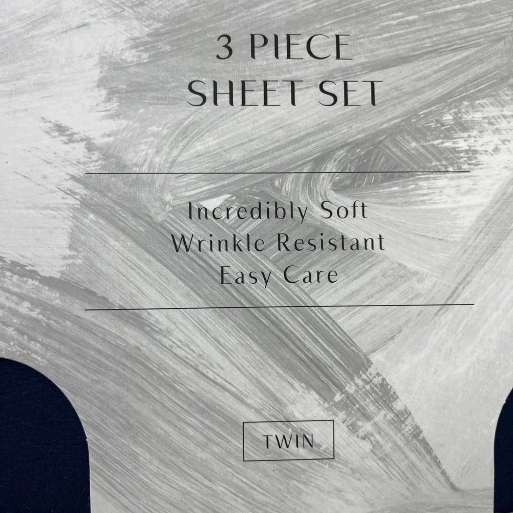 Fairfield Square 3 Piece TWIN Microfiber Sheet‎ Set Navy NEW